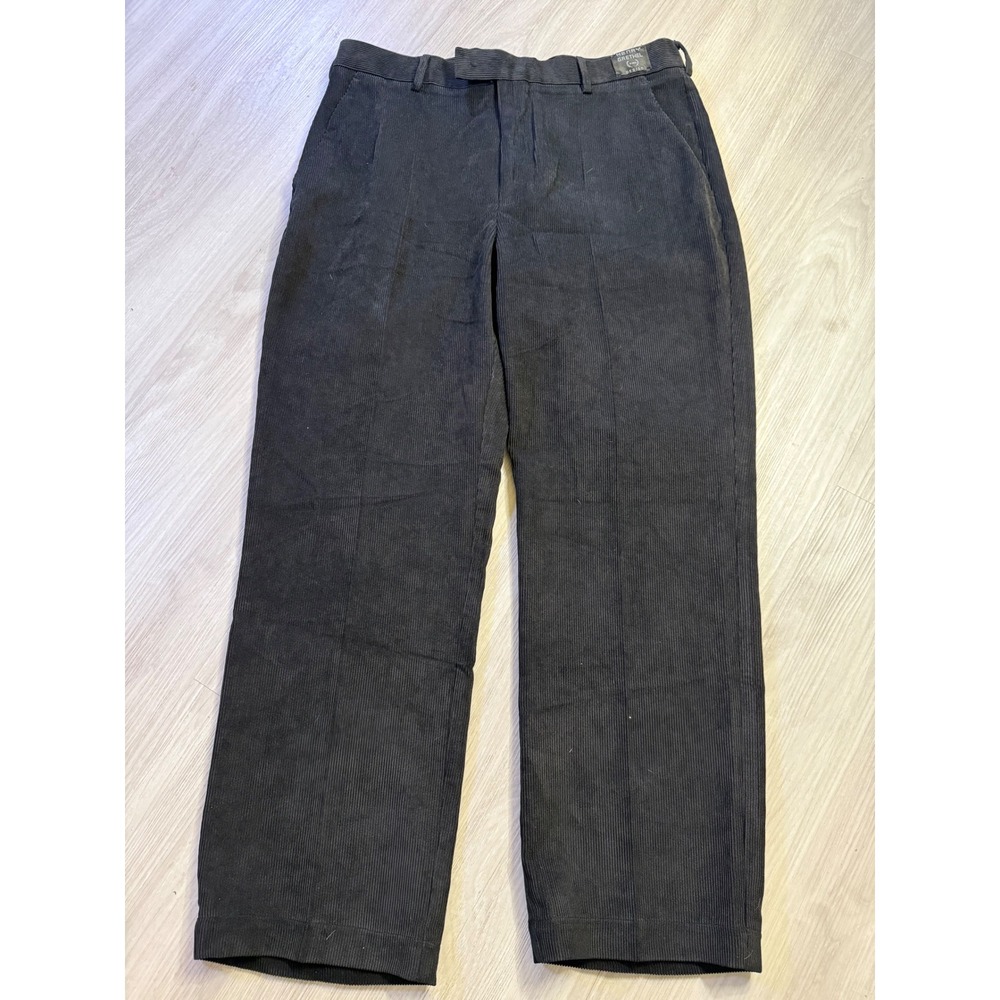 Henry Grethel Mens Black Corduroy Pants Straight Leg 36x29 Flat Front HG Design